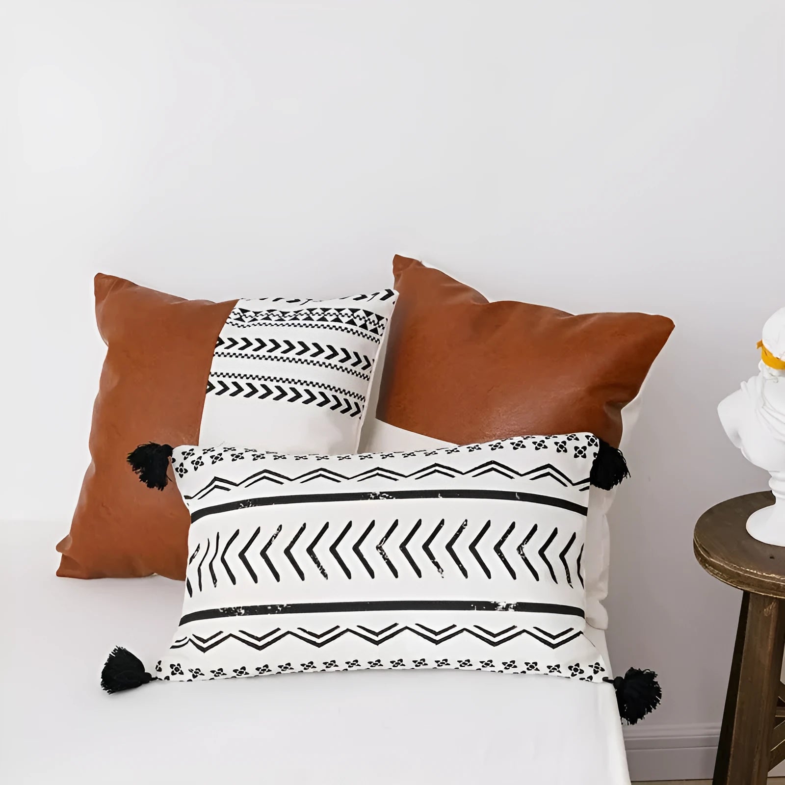 Double sofa cushion set with PP cotton filling, cotton canvas cover, sizes 45cm and 35cm, printed styles
