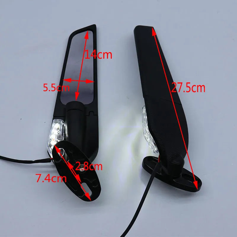 SH-620-5 model aluminium alloy motorcycle spoiler rearview mirror with convex glass and yellow light