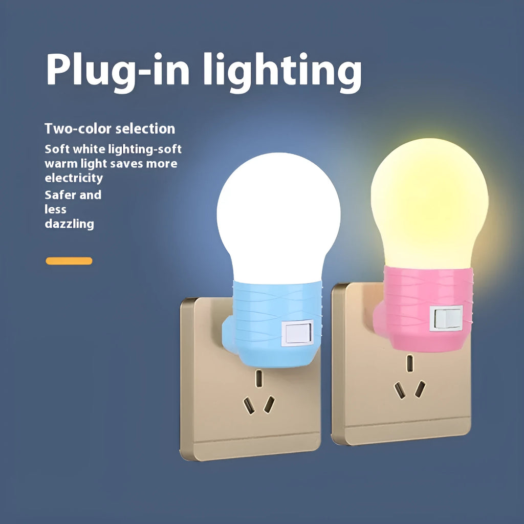 White round plug-in bedside night light with touch control for baby nursery feeding