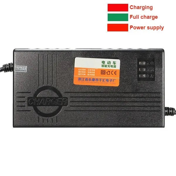 Black 72V20AH electric car charger for lead-acid batteries with AU EU US plug options