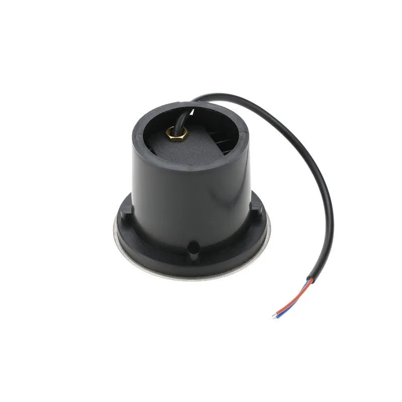 Black round LED COB underground light for outdoor garden and pathway illumination.