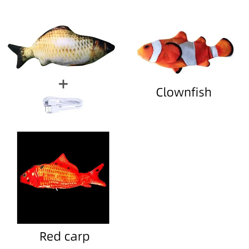 USB rechargeable electric jumping fish cat toy without catnip, 30cm multicolour electronic pet toy