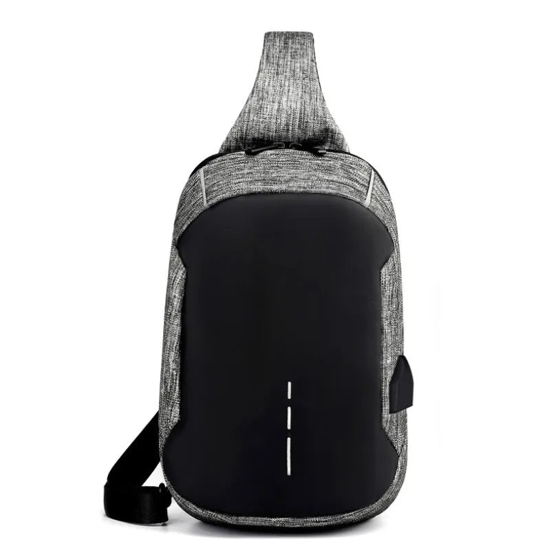 Oxford cloth waterproof chest bag in dark blue with zip opening and cross-body strap