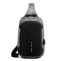 Oxford cloth waterproof chest bag in dark blue with zip opening and cross-body strap