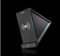 Black multifunctional Bluetooth speaker with integrated phone stand and 2000mAh power bank