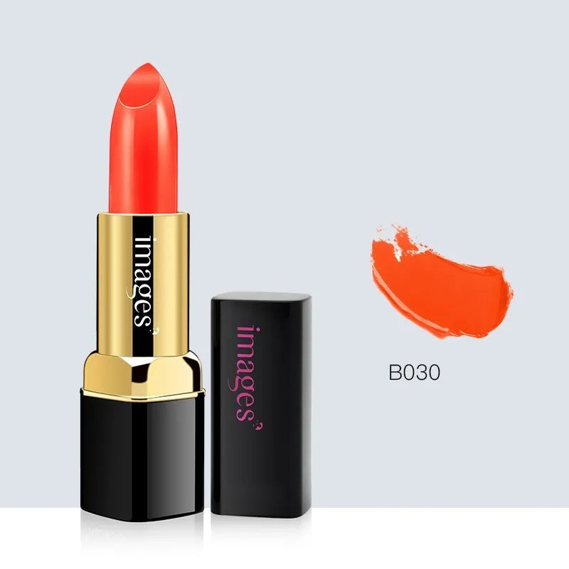 Lipstick lip gloss hybrid stick in 10 colours including coral red and baby pink, 3.8g net weight.