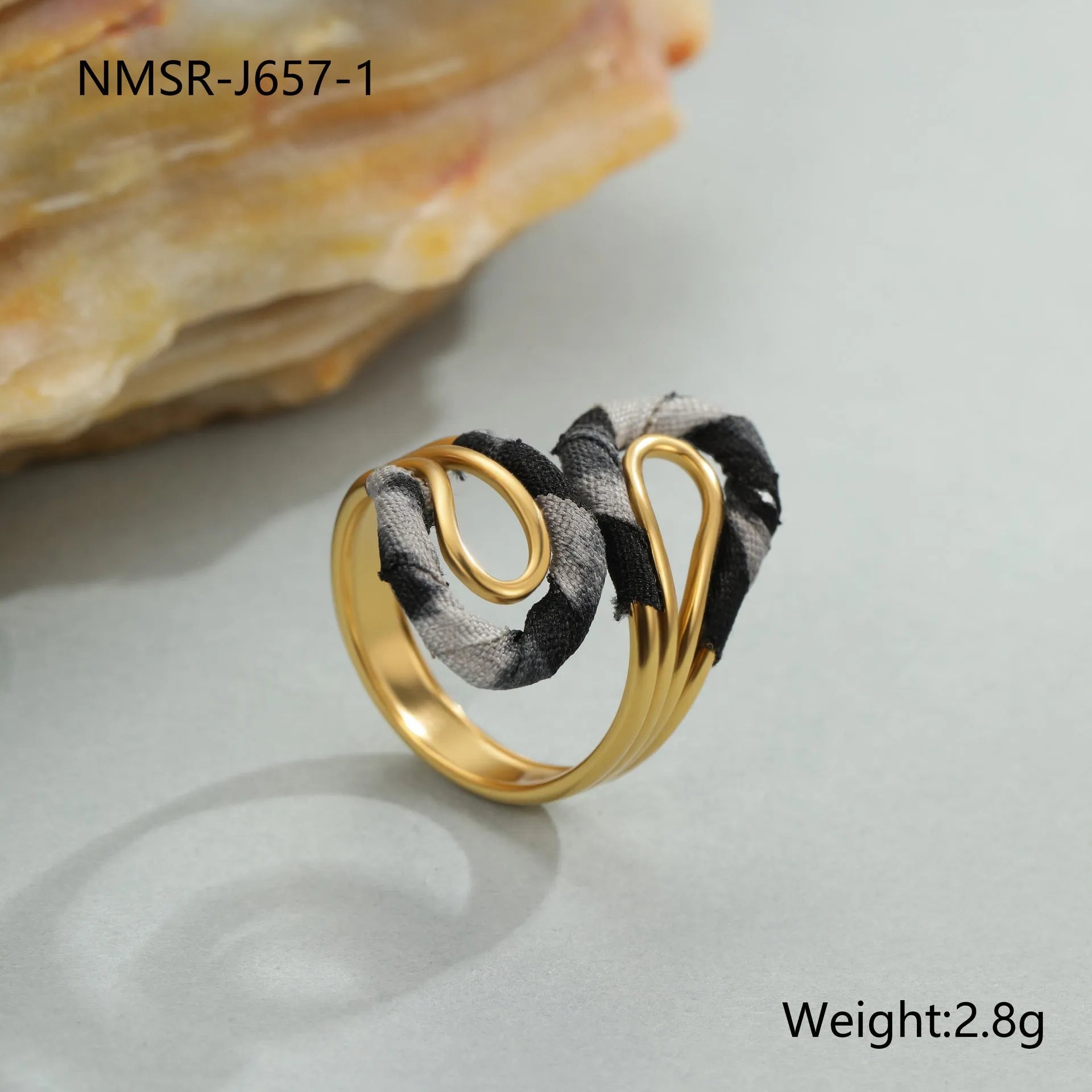 Leopard print stainless steel open mouth ring in heart, star, or geometric shape.