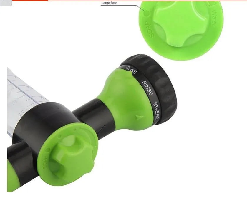 Green high pressure foam spray gun with adjustable nozzle for car washing and garden watering