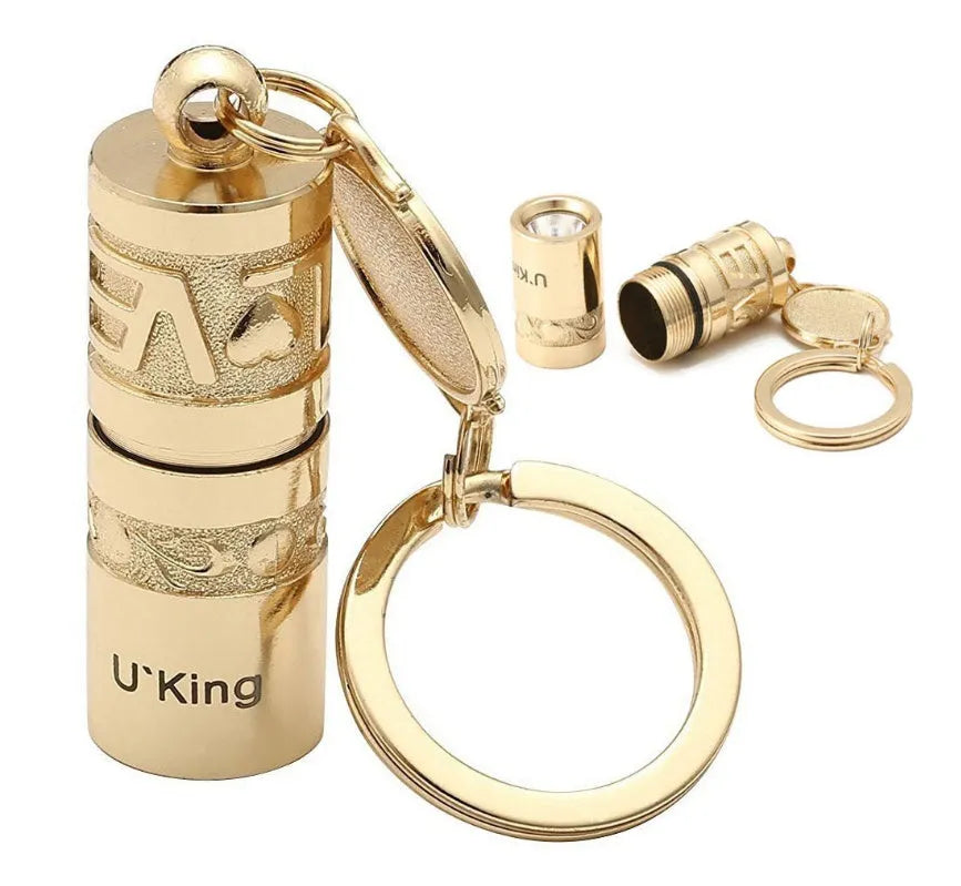 Mini portable gold zinc alloy LED flashlight keychain waterproof outdoor emergency light