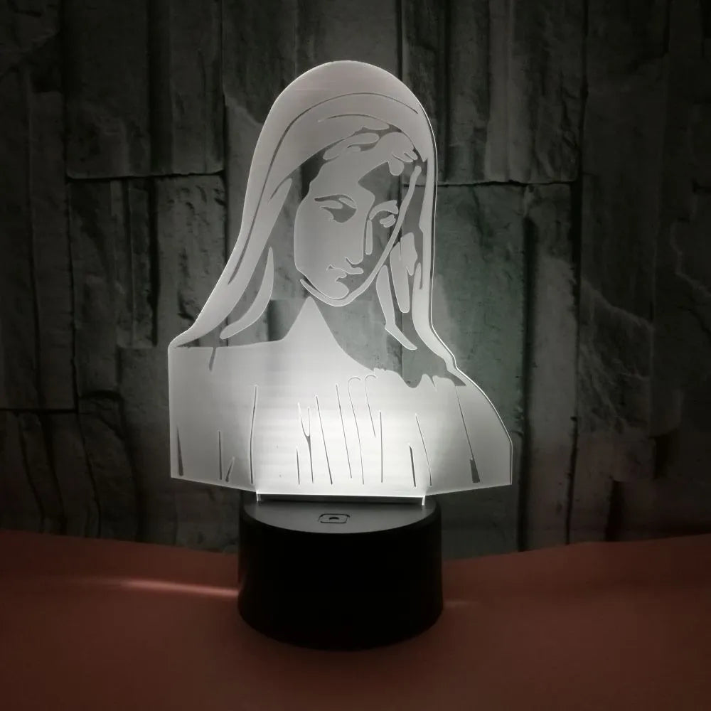3D LED night light showing laser engraved acrylic plate with dual-ring pattern on ABS base with touch controls