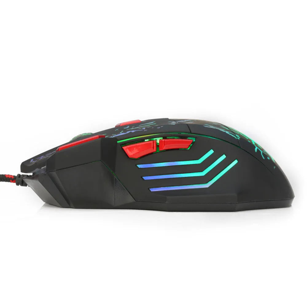 H300BK coloured wired gaming mouse with USB cable on desktop