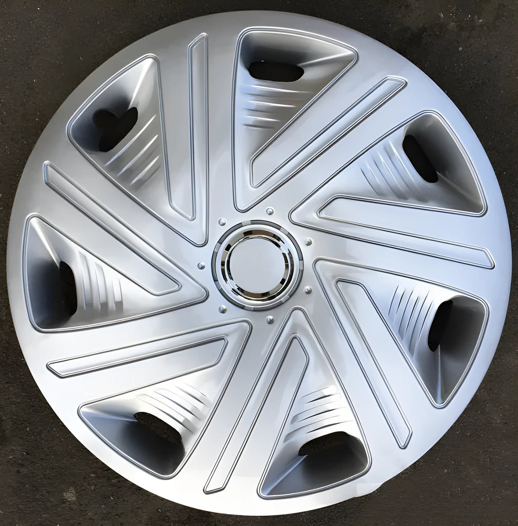 Universal ABS plastic wheel hub cover in monochrome silver, black, or electroplating finish for 13-16 inch car wheels.