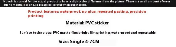 Pack of fresh candy coloured cute small object decorative waterproof stickers.