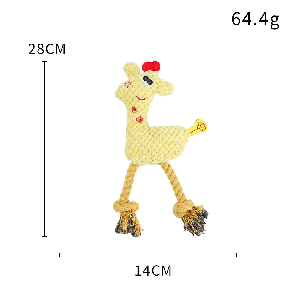 Blue deer-shaped plush dog toy with corn grain texture and sound feature for pet play