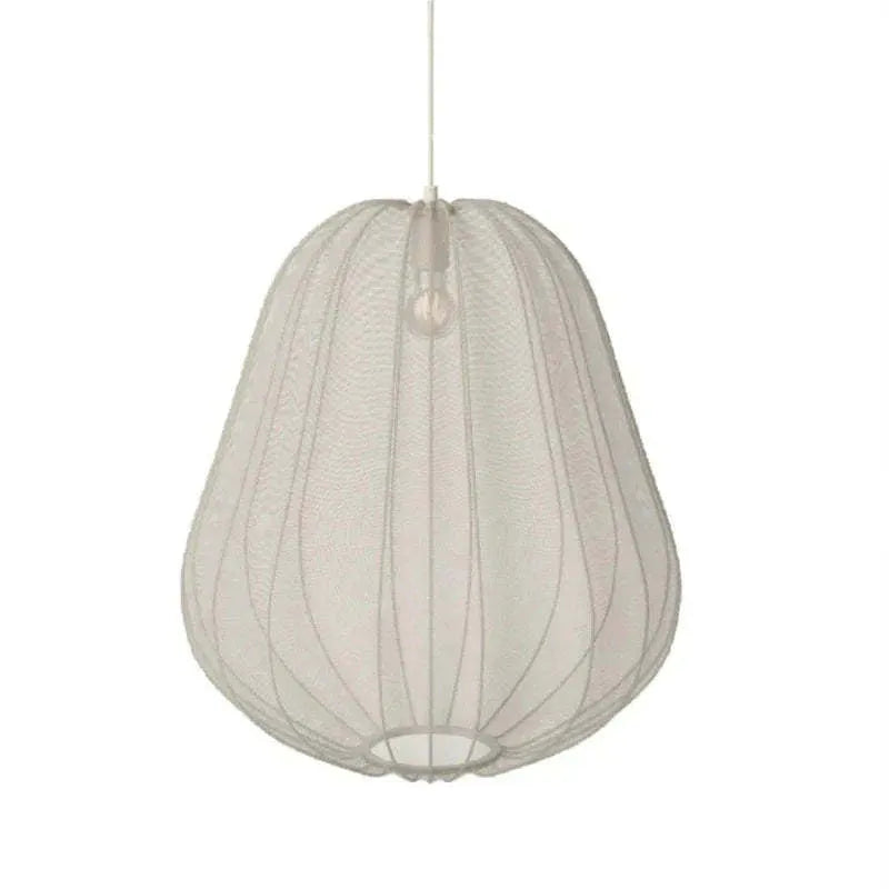 Japanese-style net pumpkin ceiling lamp in grey blue with branch design and LED lighting