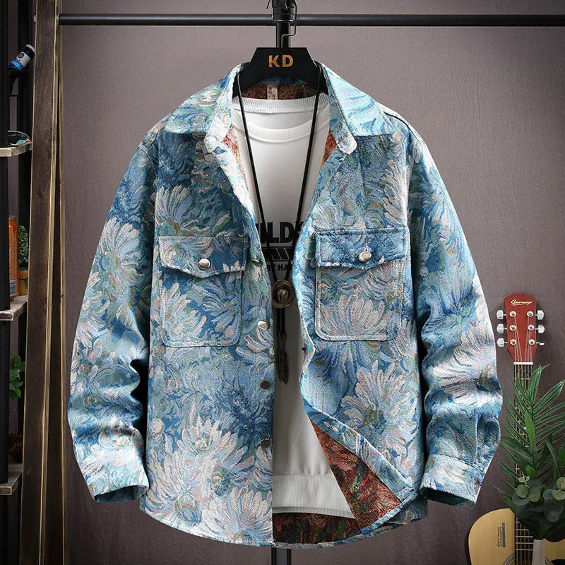 Women's casual lapel shirt coat in a colour option, showing long sleeves and straight hem design.
