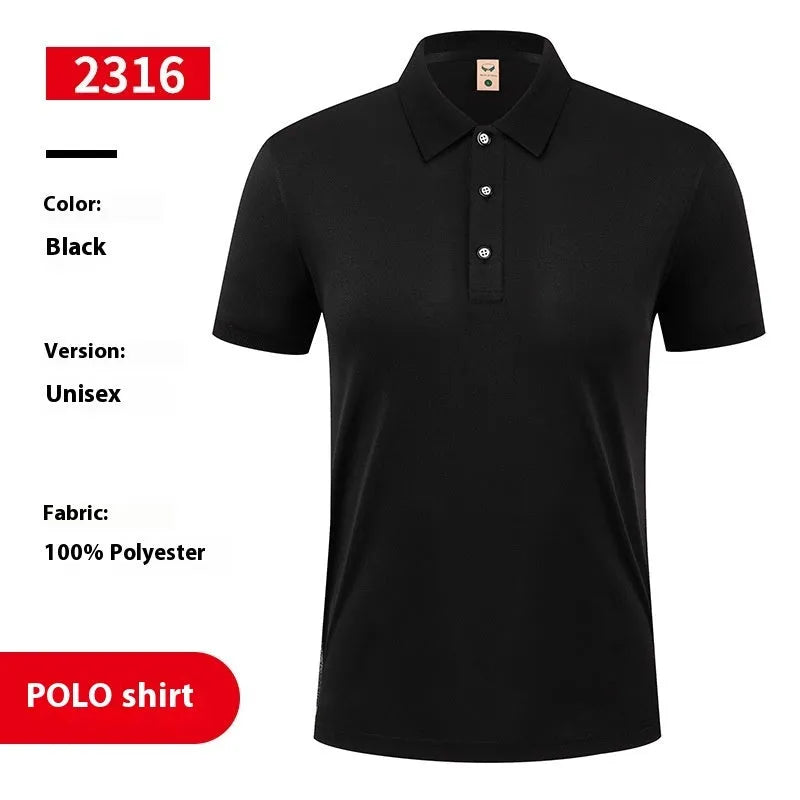 Ice silk polo shirt with advertising logo in viscose polyester fabric, short sleeve pullover style