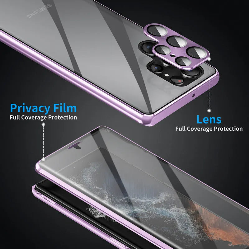 Magnetic phone case with mirror for Samsung Galaxy in black, gold, silver, blue, green, purple or red