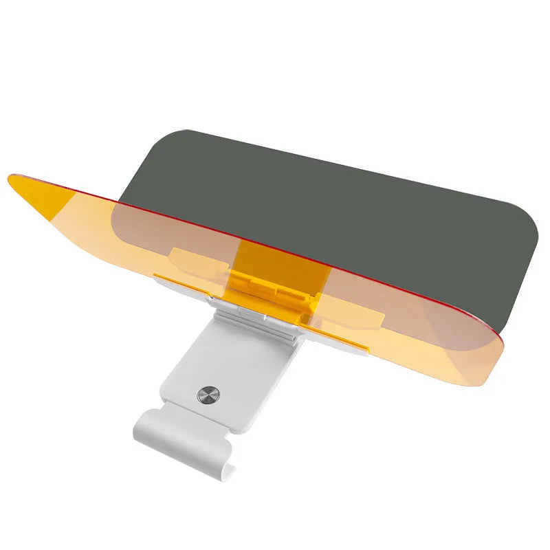 Anti-glare car sun visor with acrylic lens showing stretch, button and spring mounting options
