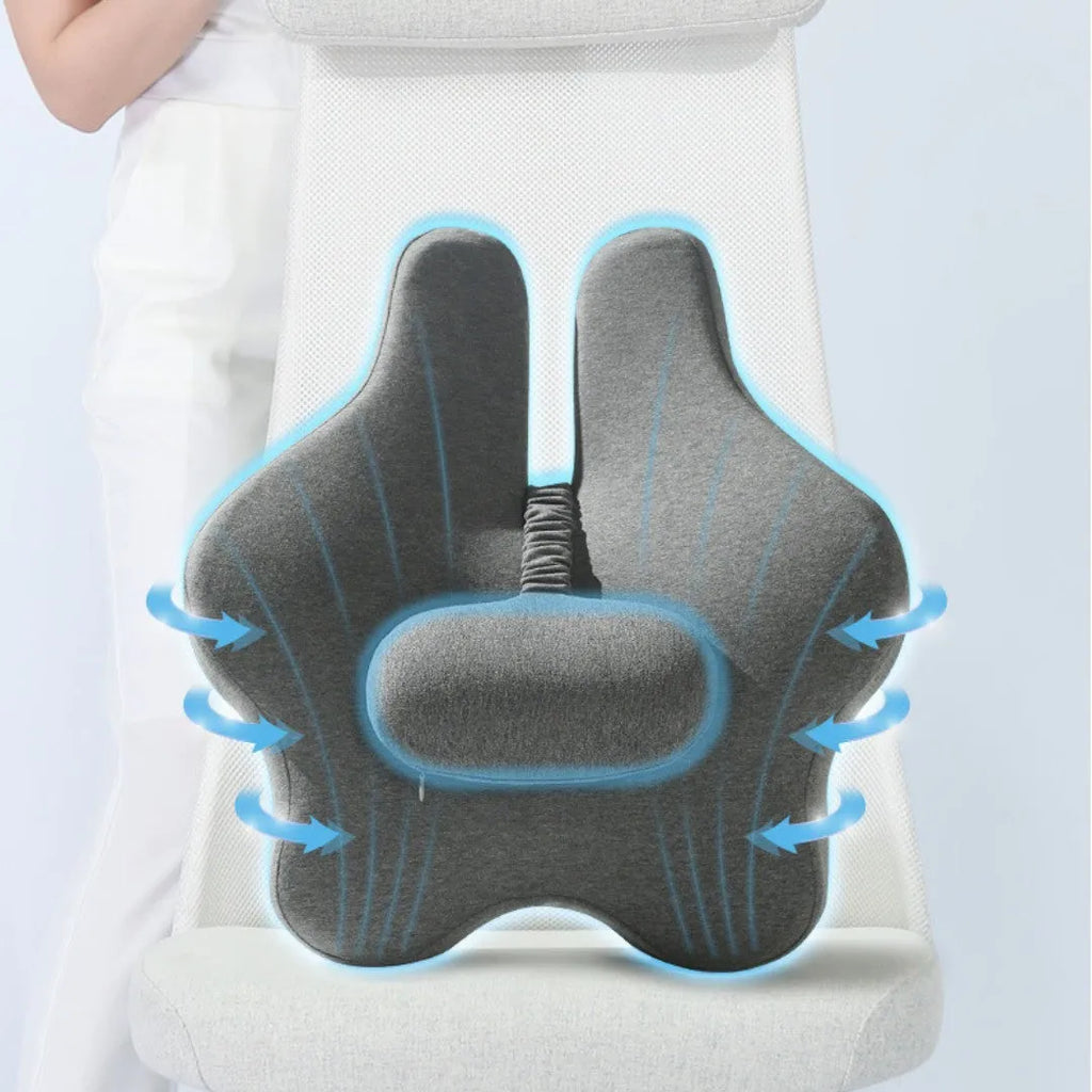 Memory foam car cushion for lumbar support in black, dark grey, light grey or pink colours