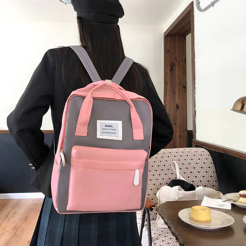 Commuter versatile large capacity Oxford cloth backpack in solid colour for leisure travel