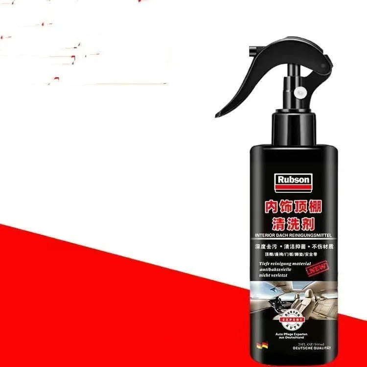Fabric roof foam cleaner bottles with towel and sponge wipes for interior ceiling cleaning