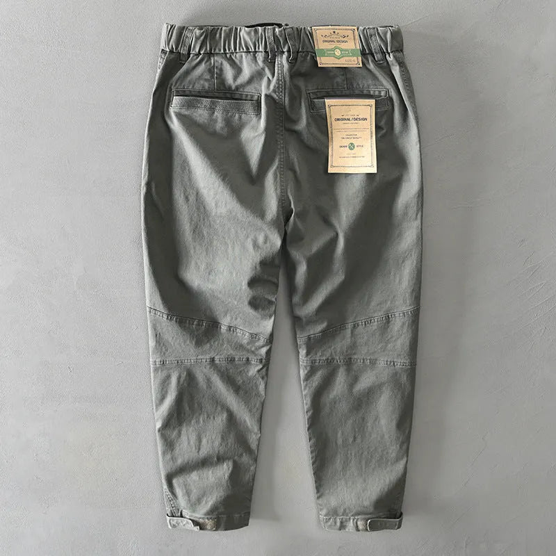 Men's casual elastic Japanese overalls in cotton fabric with loose fit design