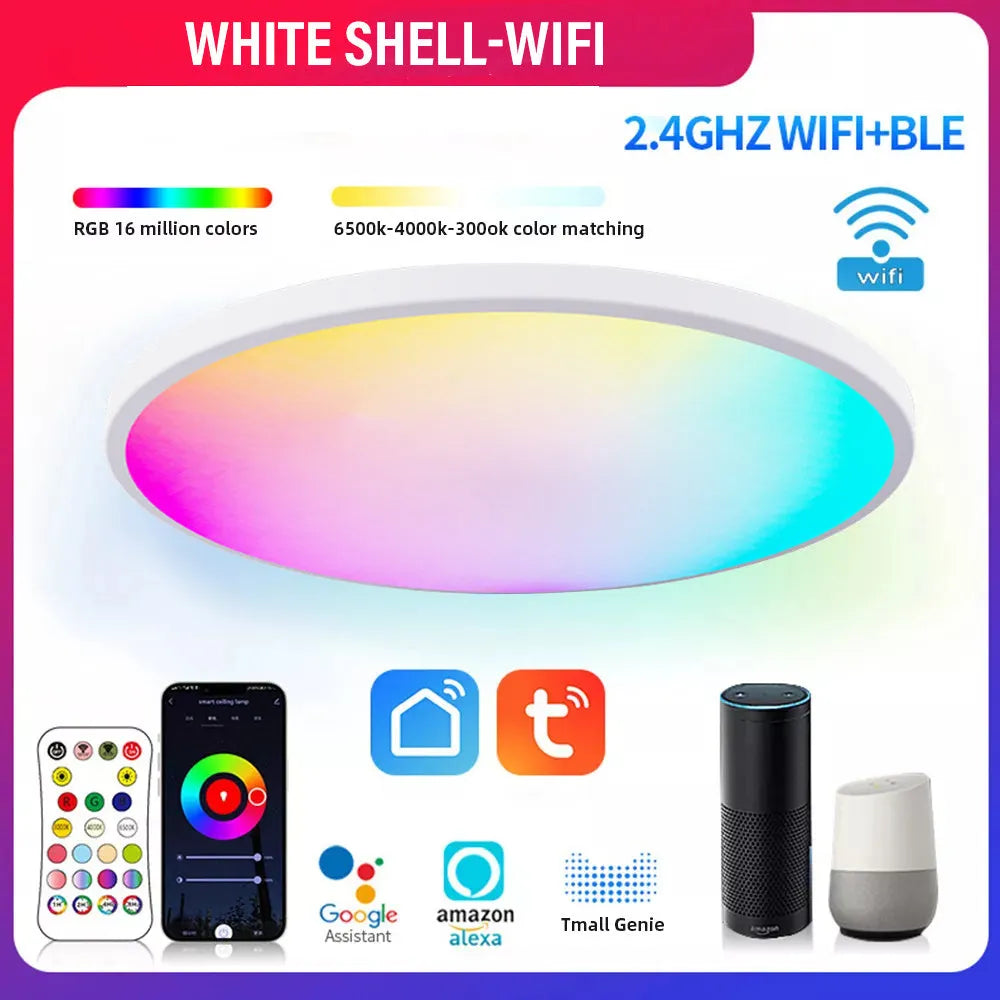 RGBCW intelligent ceiling lamp with Bluetooth and app control in black or white finish