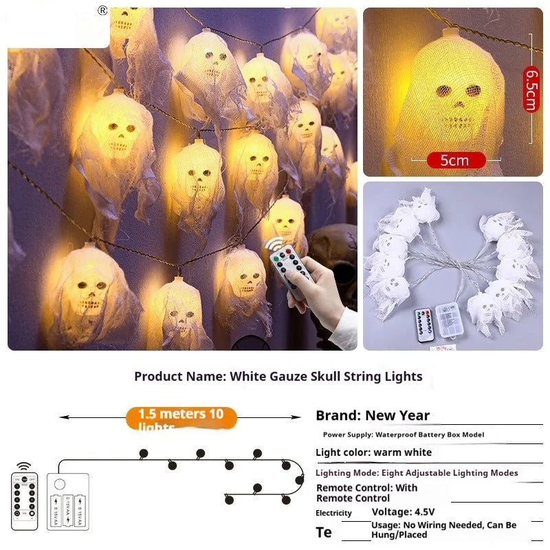 Halloween coloured battery-powered LED string lights for indoor wall decoration