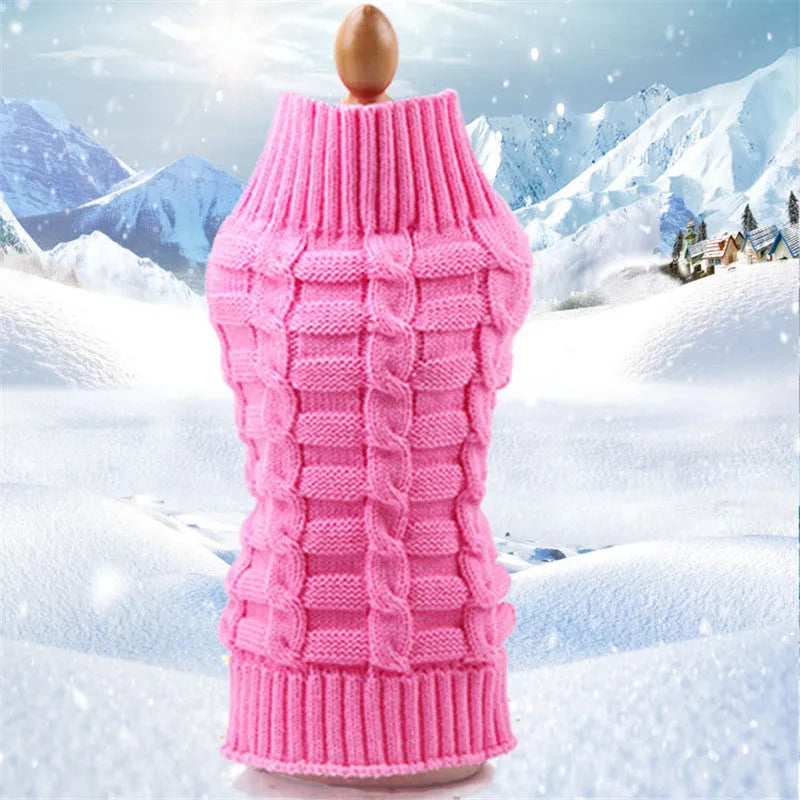 Handmade cashmere twisted rope wool pet sweater for small dogs in blue colour