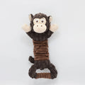 Large plush hippo or monkey dog toy with a handle base for tug-of-war games.