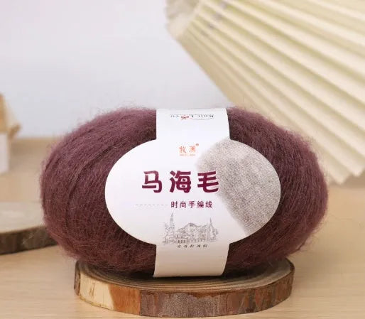 Hand-woven mohair wool ball for DIY scarf knitting projects in multiple colour options
