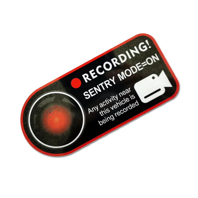 Tesla Sentry Mode warning sticker electrostatic decal measuring 11x5cm