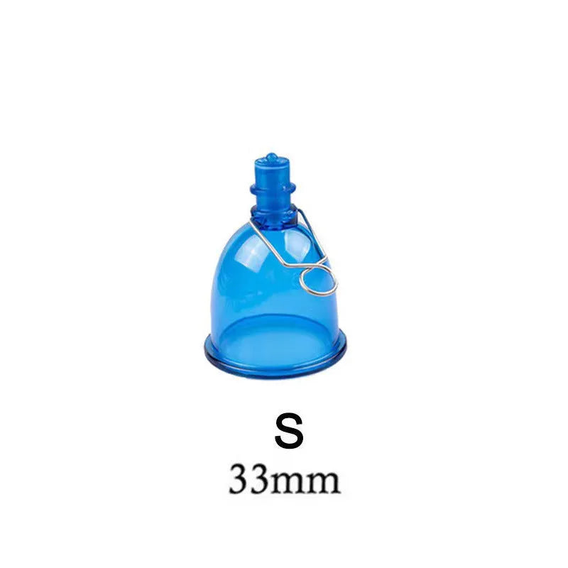Blue silicone men's physical stretch exerciser in small, medium, and large cup sizes