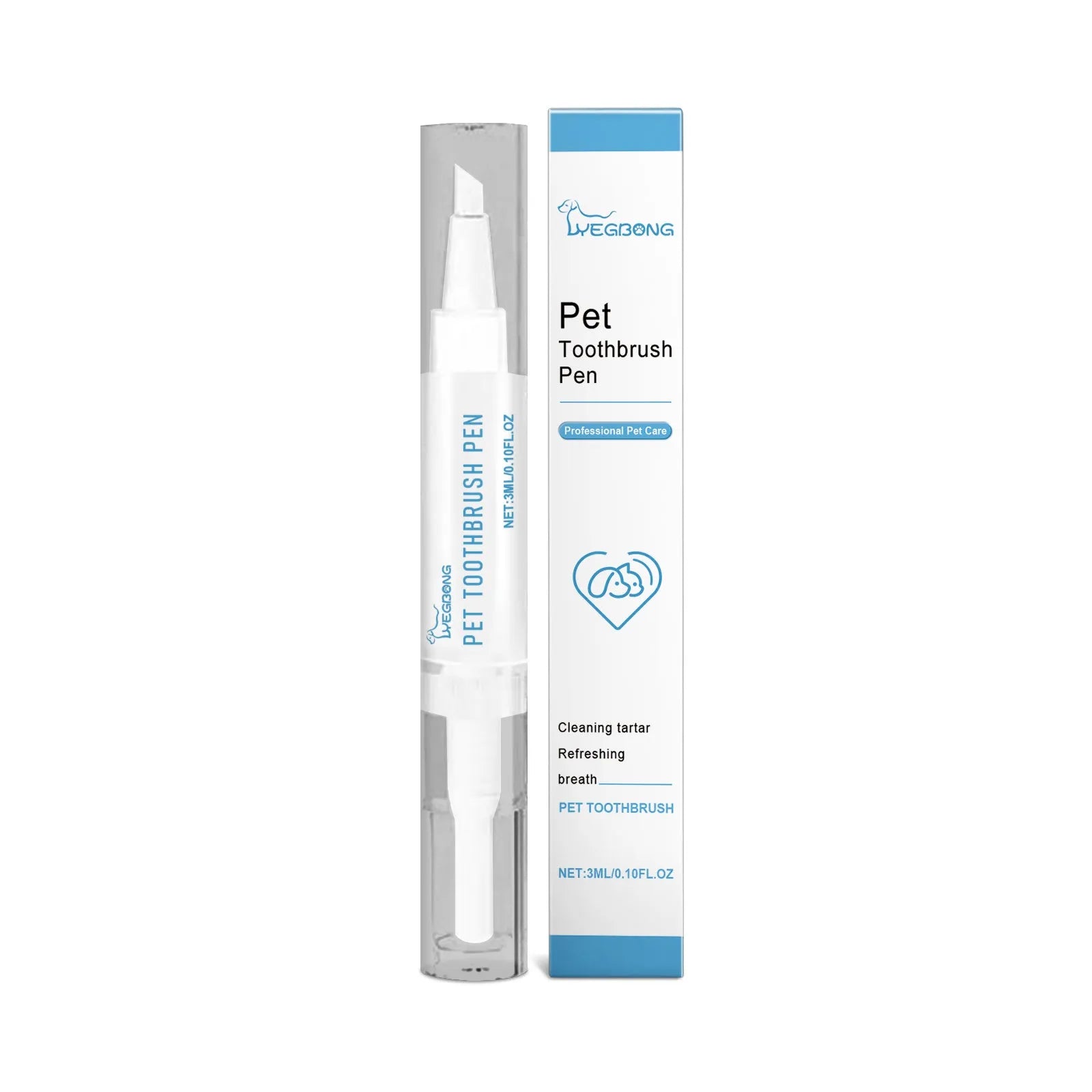 Pet teeth cleaning brush with 3ml gel capacity and 1.1cm brush head