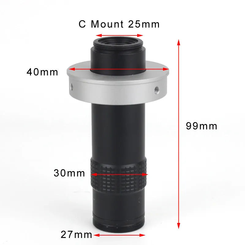 Black industrial camera monocular lens with 30mm diameter for macro inspection