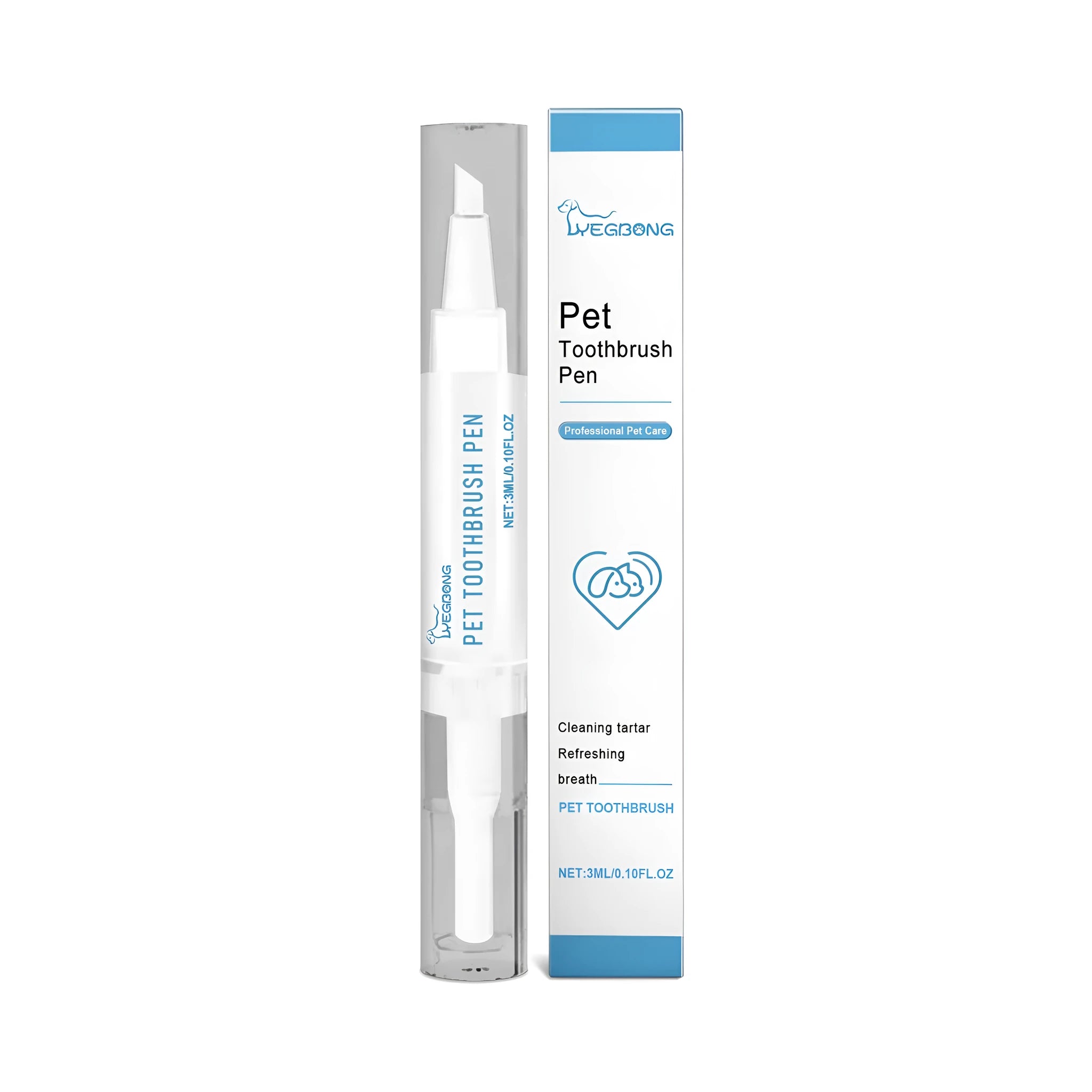 Pet teeth cleaning brush with 3ml gel capacity and 1.1cm brush head