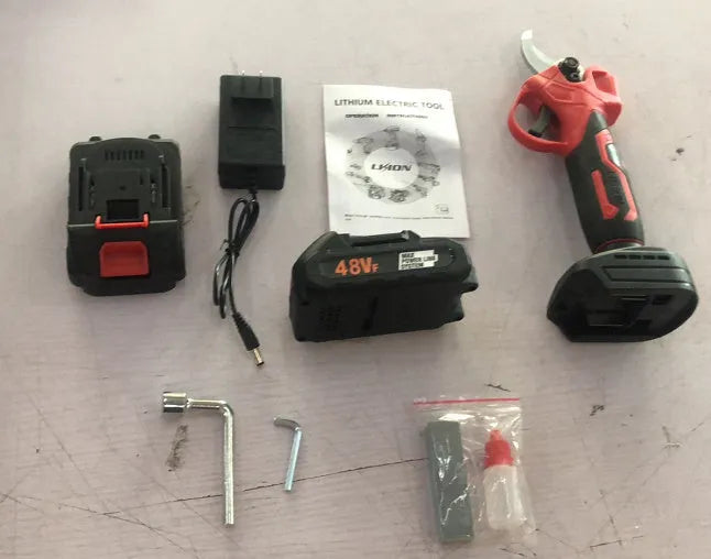 Wireless electric pruning clippers with lithium battery and plastic storage case