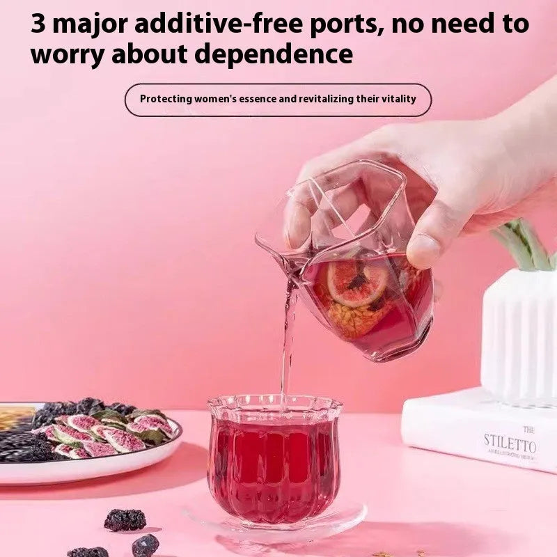 Pack of mulberry flaxseed fig tea bags for women's health with a free cup.