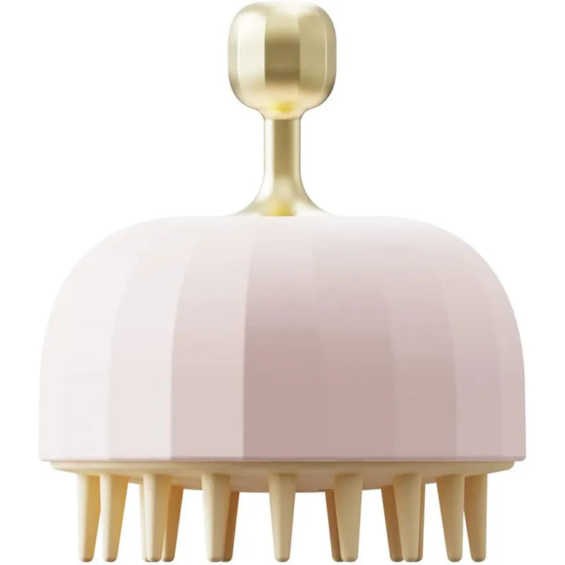 Green double-sided pet bath massage brush with silicone bristles and drain holes.