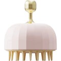 Green double-sided pet bath massage brush with silicone bristles and drain holes.