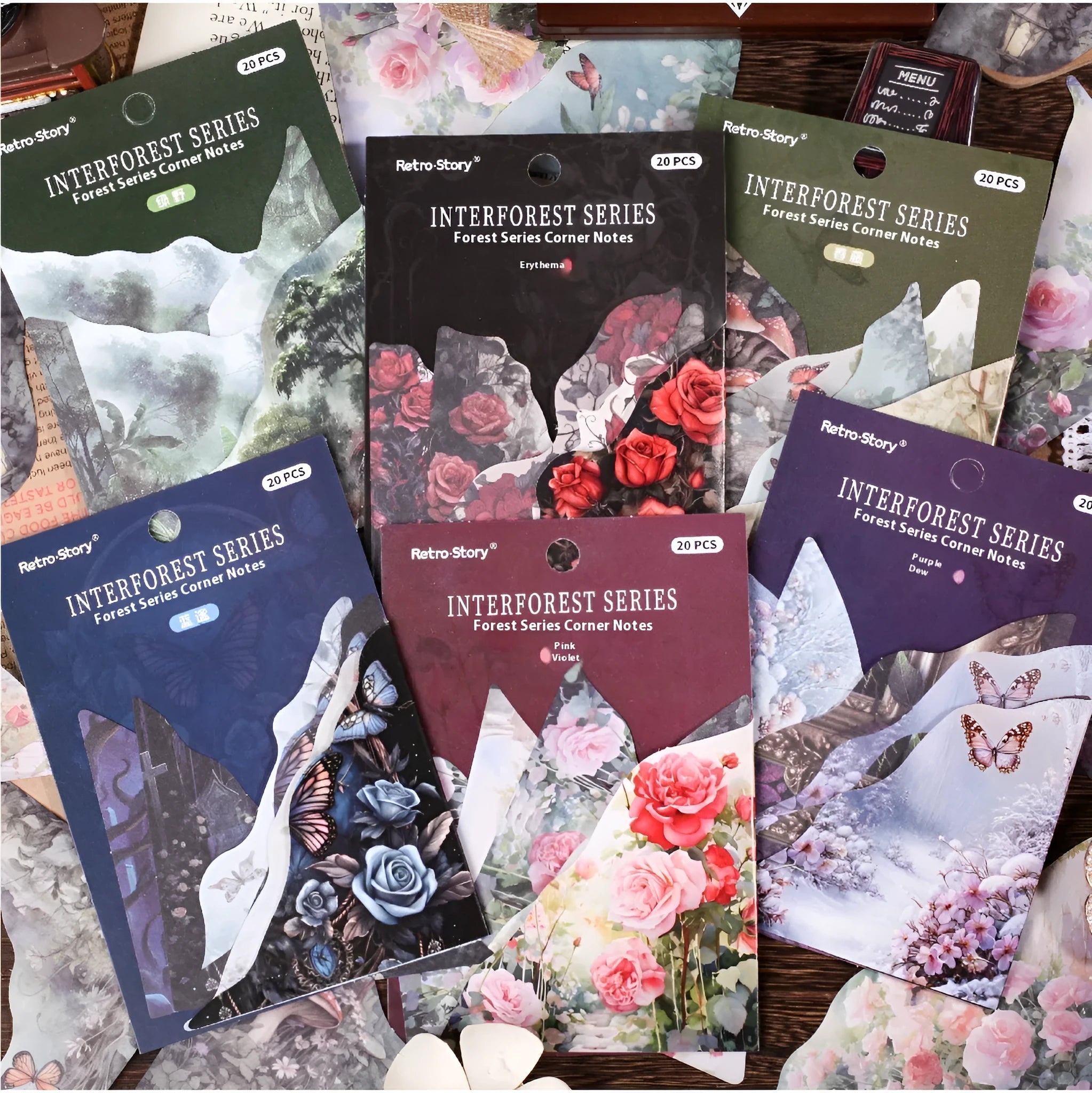 Pack of 20 creative DIY bookmarks with modern printed designs in six colour theme options.