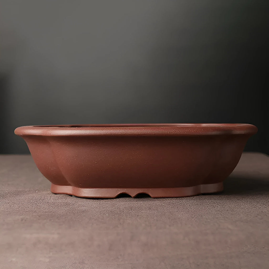 Handmade purple clay Chinese bonsai basin ceramic flower pot traditional plain style