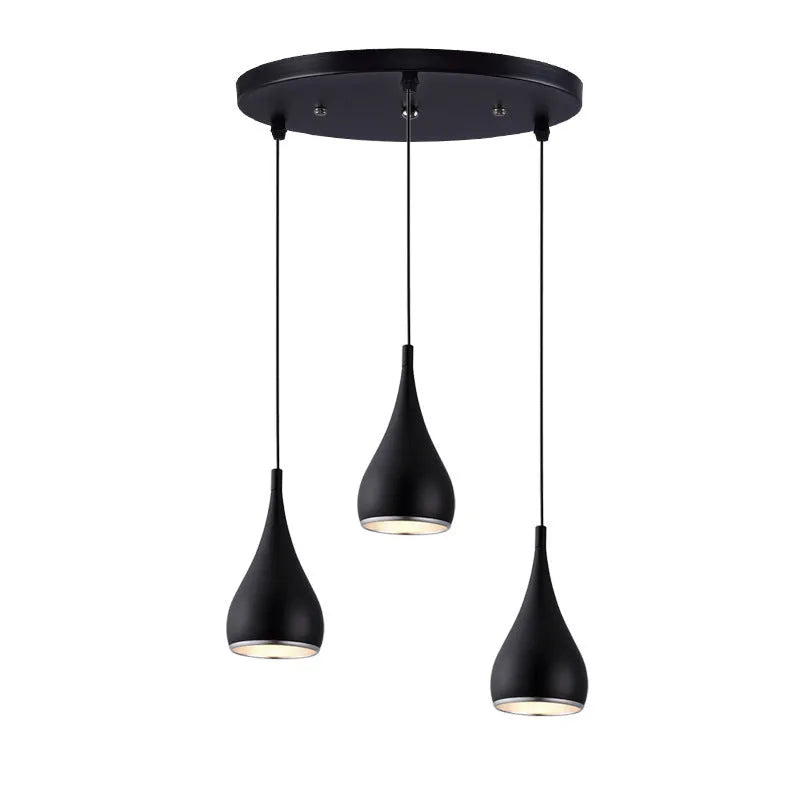 Minimalist iron chandelier ceiling light in black, chrome or white with single head or multi-head disc styles