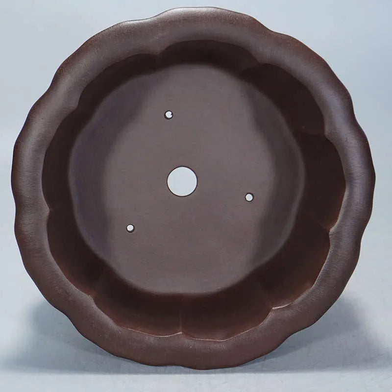 Purple sand clay succulent flower pot with Chinese classical styling measuring 37x37x20cm