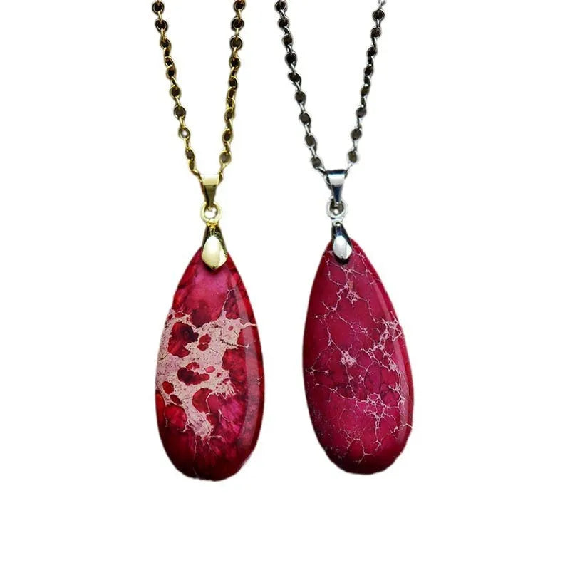 Jade water drop pendant necklace with 18K gold plating chain