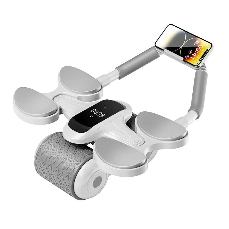 White LED timing fitness roller equipment for belly contraction and rolling exercises