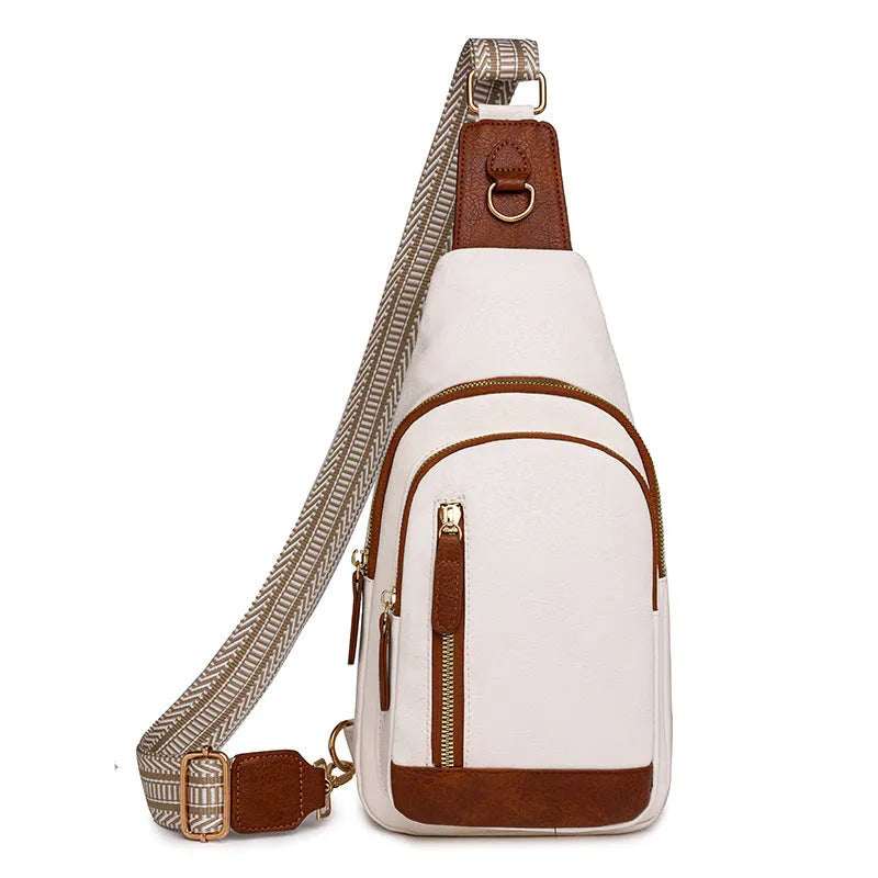 Women's soft PU crossbody messenger bag in street trend style with multiple compartments