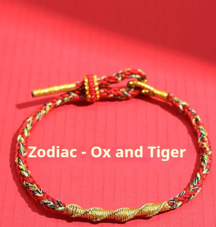 Hand-woven eight-strand adjustable carrying strap in colourful zodiac design