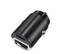 Black car cigarette lighter charger with dual USB ports for vehicle device charging